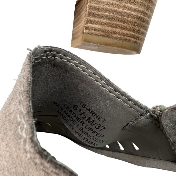 1. STATE Arnet Ankle Booties Size 6.5 M 37 Fog Gray Cut Out Block Heel Suede - Picture 9 of 13